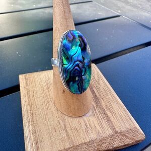 925 Sterling Plated Abalone Ring